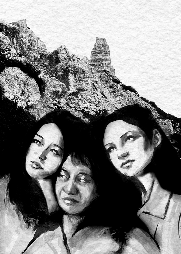 Illustrazione donne dipinte e Dona