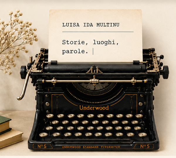 Macchina da scrivere Underwood con foglio: Storie, luoghi, parole.