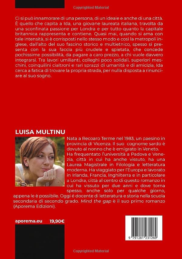 Retro di copertina di Mind the Gap con la biografia dell'autrice Luisa Multinu